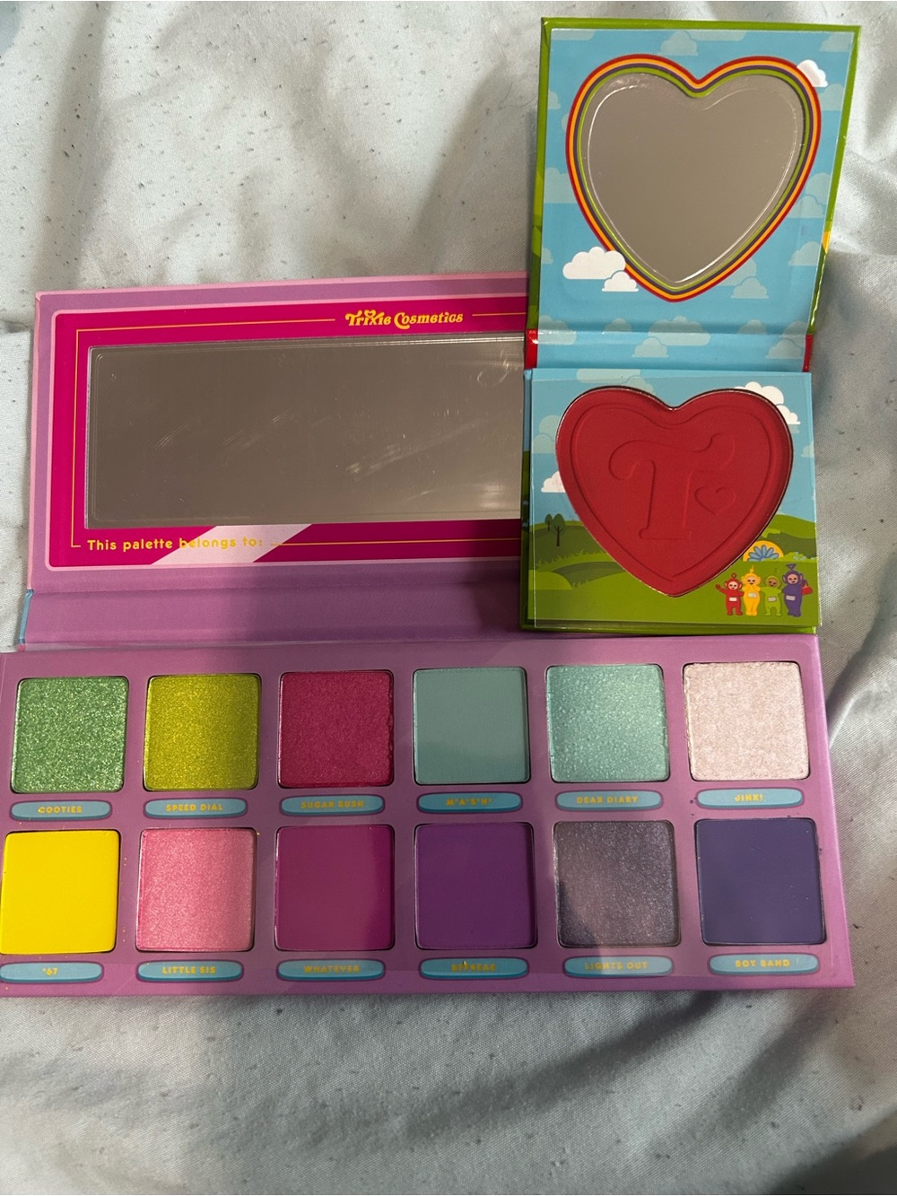 Trixie cosmetics Girl Talk palette and Tinky Winky’s Purse blush limited edition